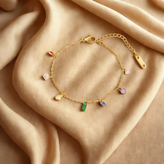 Colorful Stone Charm Bracelet - Jewelry - 18k Gold Plated Waterproof Jewellery - Collection 9