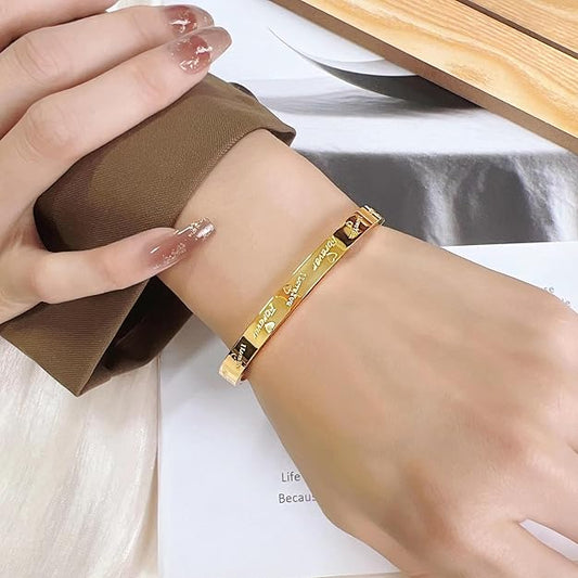 Gold Engraved Butterfly Bangle - Bracelets - 18k Gold Plated Waterproof Jewellery - Collection 9