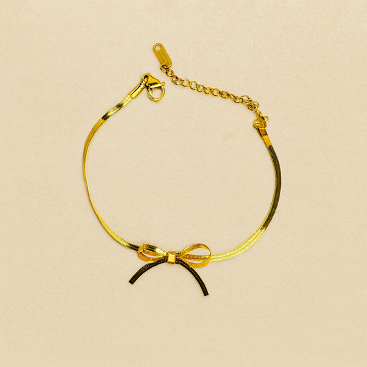 Gold Bow Snake Chain Bracelet - Jewelry - 18k Gold Plated Waterproof Jewellery - Collection 9