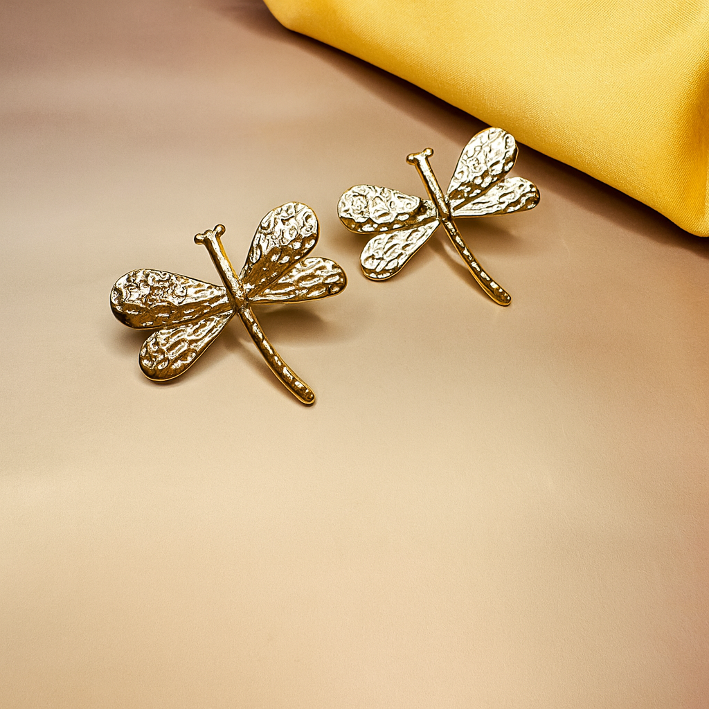 Gold Dragonfly Earrings - Earrings - 18k Gold Plated Waterproof Jewellery - Collection 9