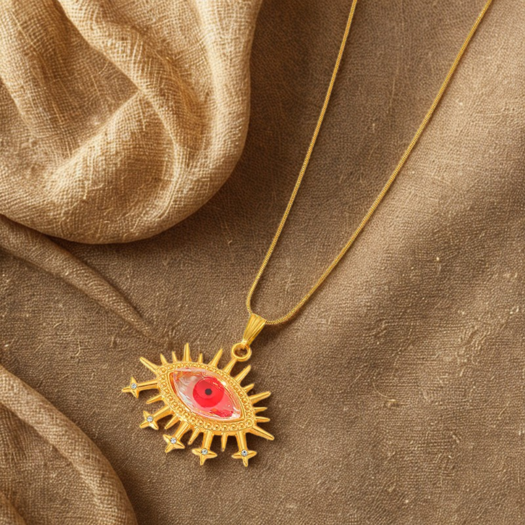 Pink Evil Eye Pendant Necklace - Jewelry - 18k Gold Plated Waterproof Jewellery - Collection 9