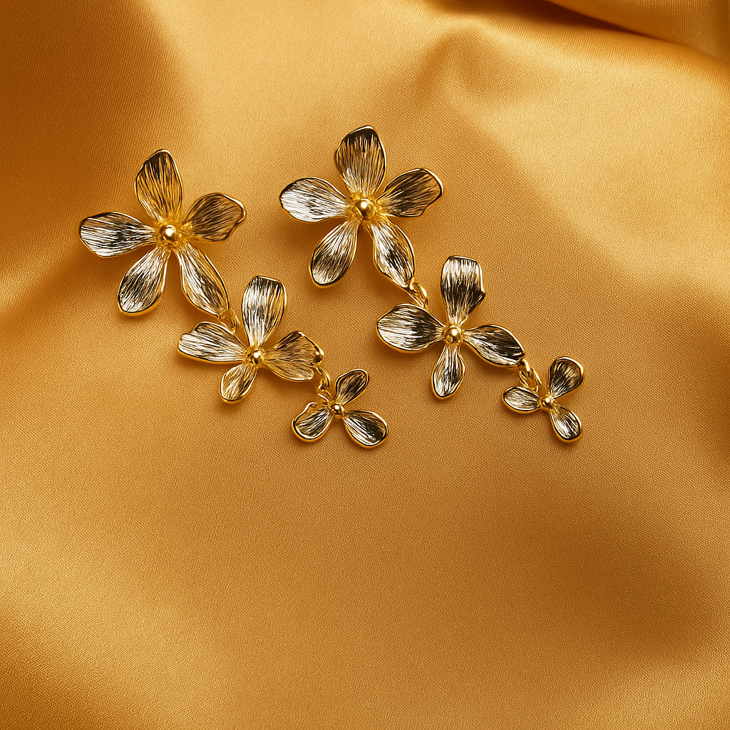 Gold Flower Earrings - Earrings - 18k Gold Plated Waterproof Jewellery - Collection 9