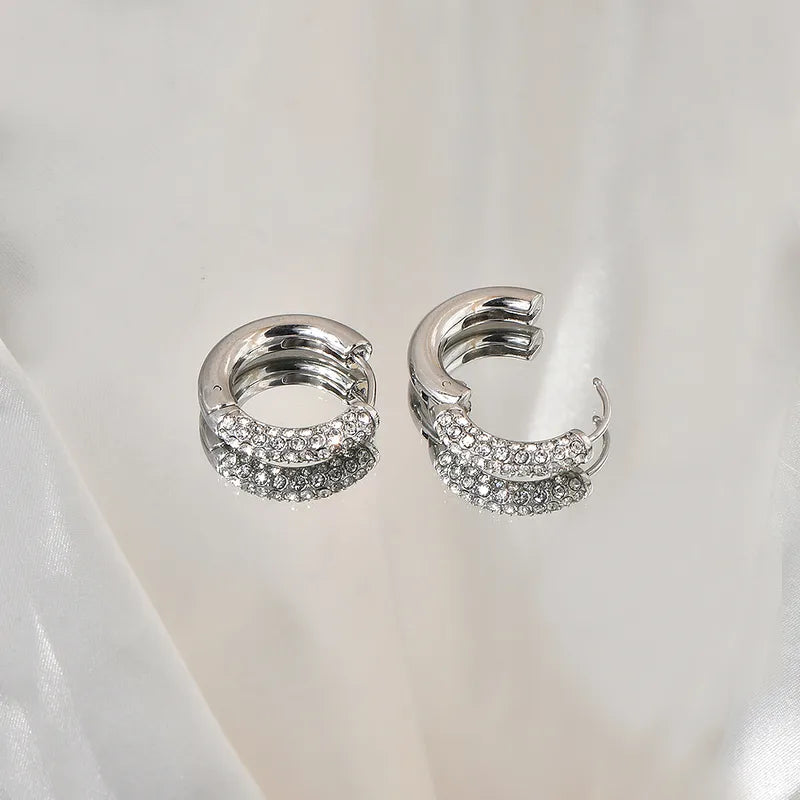Golden and Silver Crystal Hoop Earrings - Earrings - 18k Gold Plated Waterproof Jewellery - Collection 9