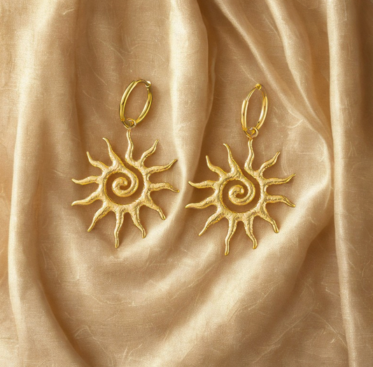 Gold Sun Drop Earrings - Jewelry - 18k Gold Plated Waterproof Jewellery - Collection 9