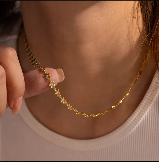 Flower Chain Necklace - Jewelry - 18k Gold Plated Waterproof Jewellery - Collection 9