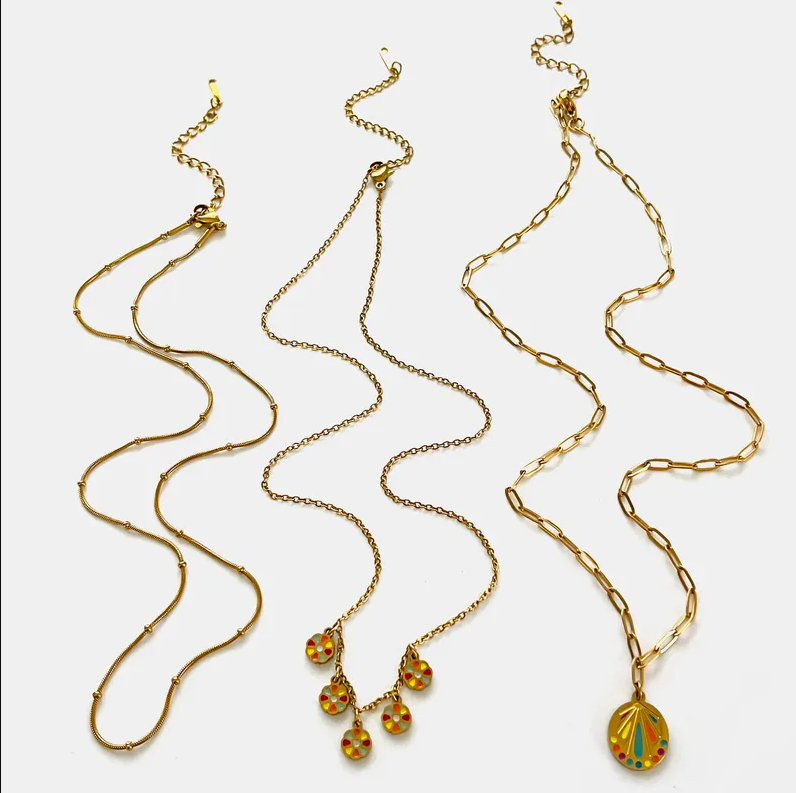Gold Rainbow Drop Oil Charm Necklace - Jewelry - 18k Gold Plated Waterproof Jewellery - Collection 9