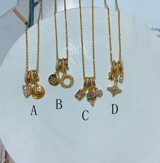 Gold Charm Pendant Necklace - Jewelry - 18k Gold Plated Waterproof Jewellery - Collection 9