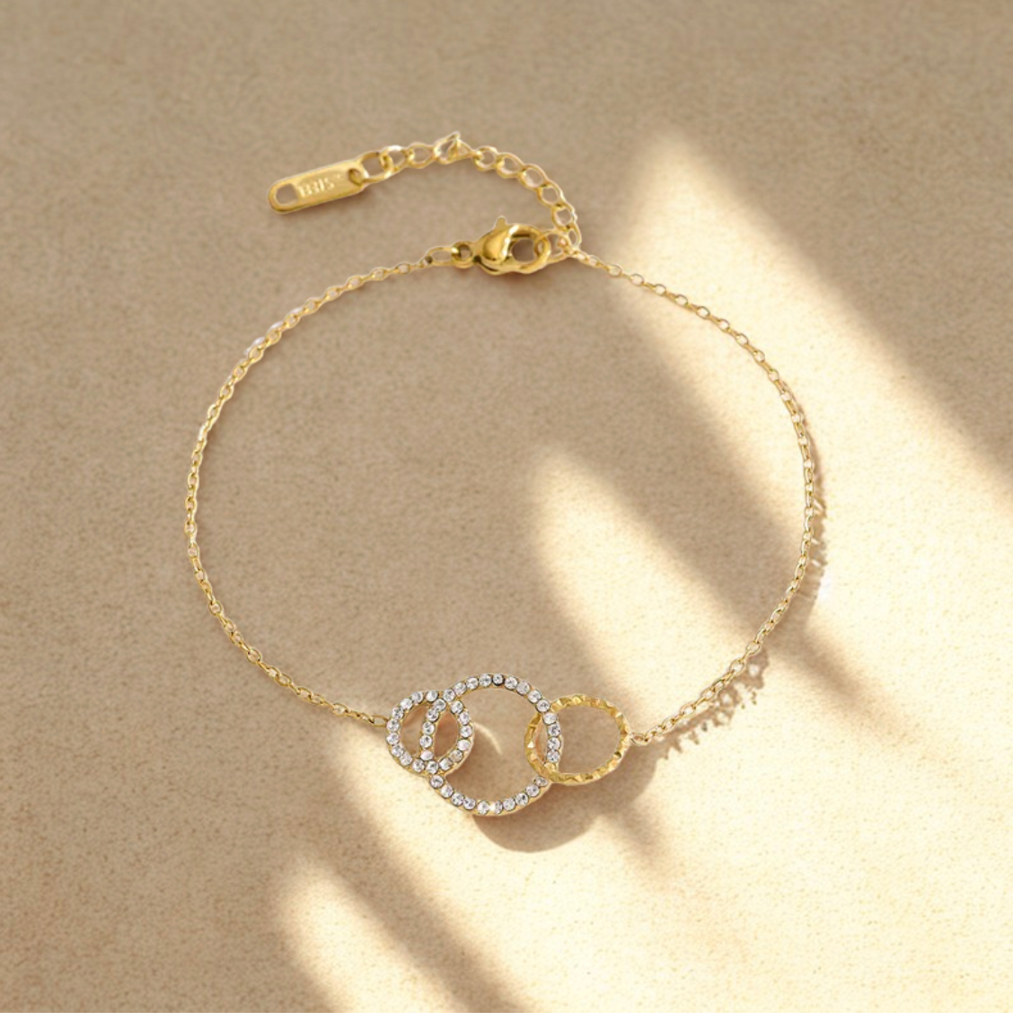 Gold Crystal Interlocked Circles Bracelet - Jewelry - 18k Gold Plated Waterproof Jewellery - Collection 9