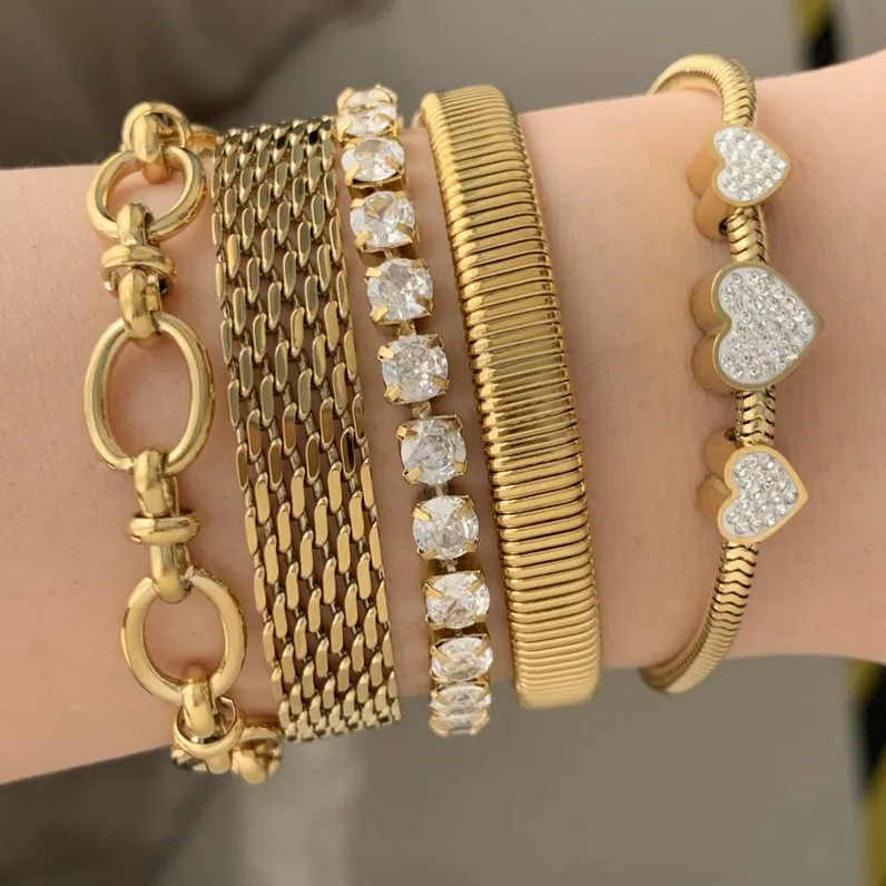 Gold Chain Layered Bracelet - Jewelry - 18k Gold Plated Waterproof Jewellery - Collection 9