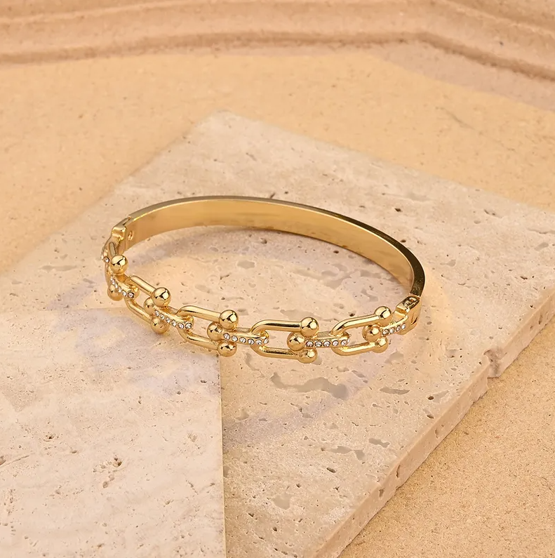 Chain Link Bangle - Jewelry - 18k Gold Plated Waterproof Jewellery - Collection 9