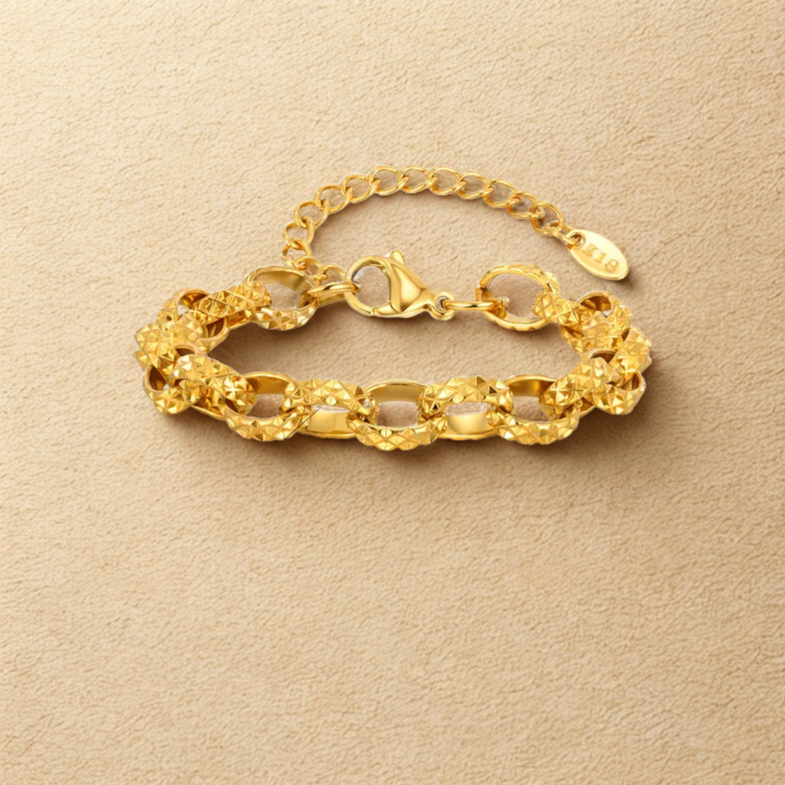 Gold Textured Chain Bracelet - Bracelet - 18k Gold Plated Waterproof Jewellery - Collection 9