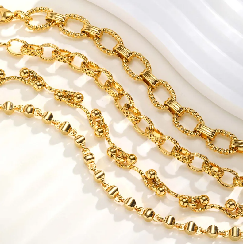 Gold Textured Chain Bracelet - Bracelet - 18k Gold Plated Waterproof Jewellery - Collection 9