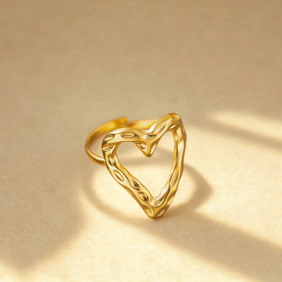 Gold Snake Heart Adjustable Ring - Jewelry - 18k Gold Plated Waterproof Jewellery - Collection 9