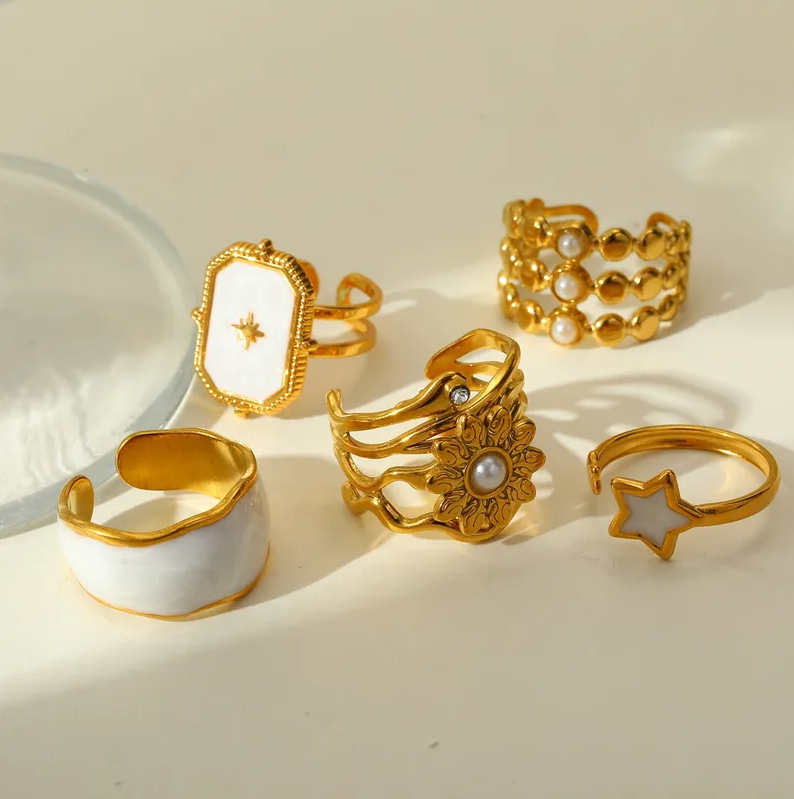 Octagonal Star Ring - Jewelry - 18k Gold Plated Waterproof Jewellery - Collection 9