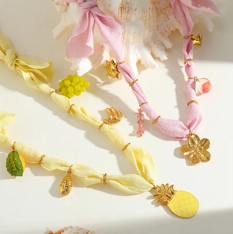 Ribbon Charm Necklace - Jewelry - 18k Gold Plated Waterproof Jewellery - Collection 9