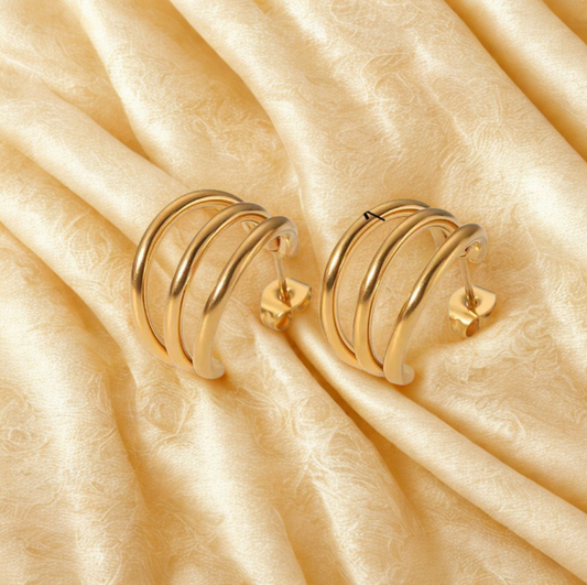 Golden Triple Ear Cuff Earrings - Earrings - 18k Gold Plated Waterproof Jewellery - Collection 9
