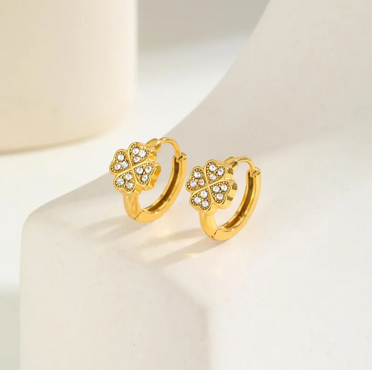 Golden Clover Hoop Earrings - Earrings - 18k Gold Plated Waterproof Jewellery - Collection 9