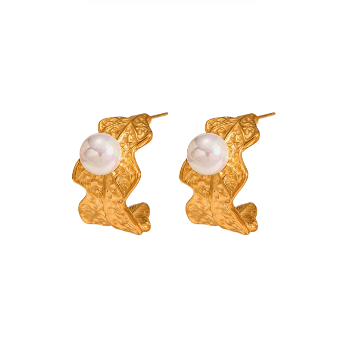 Golden Pearl Frog Stud Earrings - Earrings - 18k Gold Plated Waterproof Jewellery - Collection 9