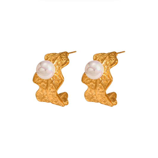 Golden Pearl Frog Stud Earrings - Earrings - 18k Gold Plated Waterproof Jewellery - Collection 9