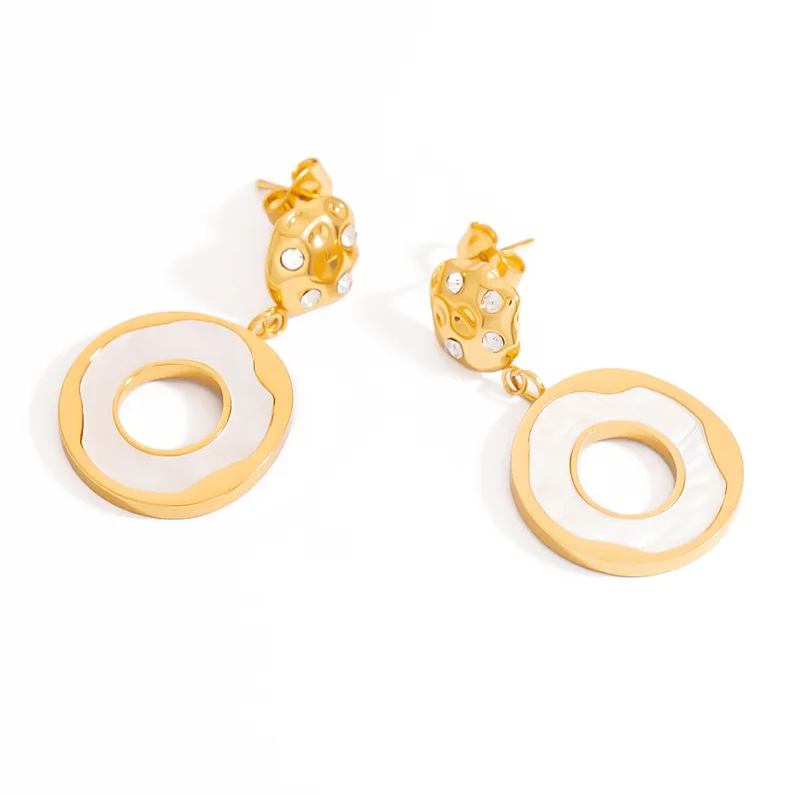 Golden Crystal Circle Drop Earrings - Earrings - 18k Gold Plated Waterproof Jewellery - Collection 9