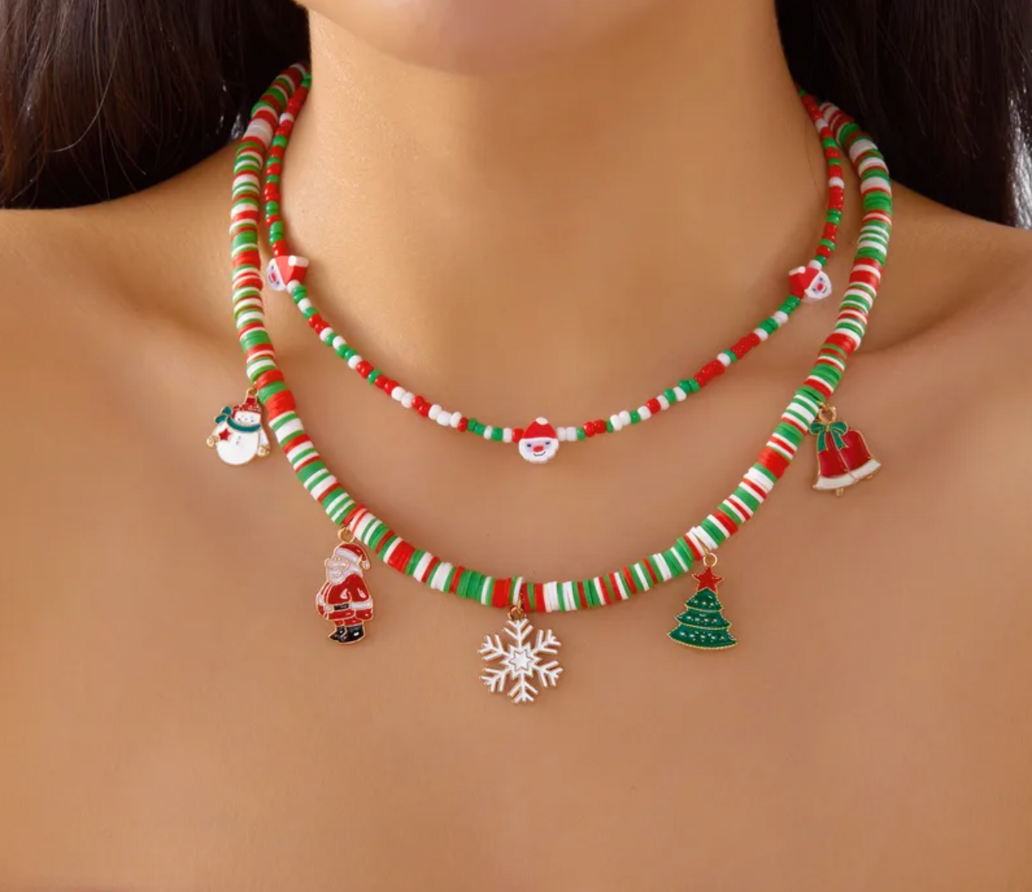 Double Layered Beaded Christmas Necklace - Necklaces - 18k Gold Plated Waterproof Jewellery - Collection 9