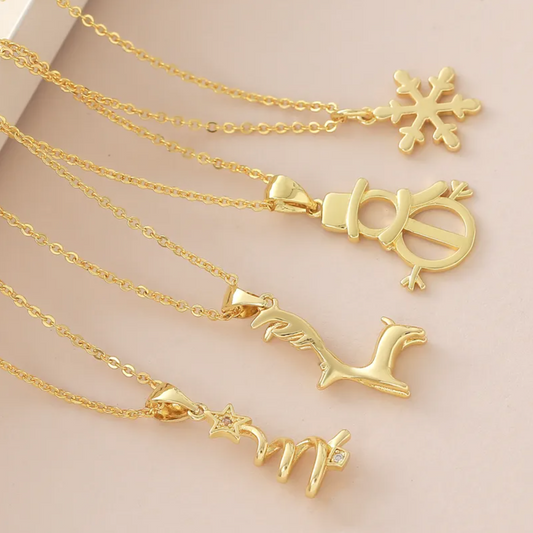 Gold Christmas Pendant with no chain - Necklaces - 18k Gold Plated Waterproof Jewellery - Collection 9