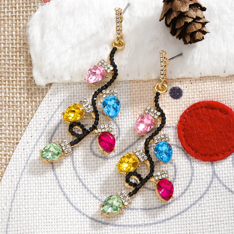 Multicolor Crystal Vine Drop Earrings - Earrings - 18k Gold Plated Waterproof Jewellery - Collection 9