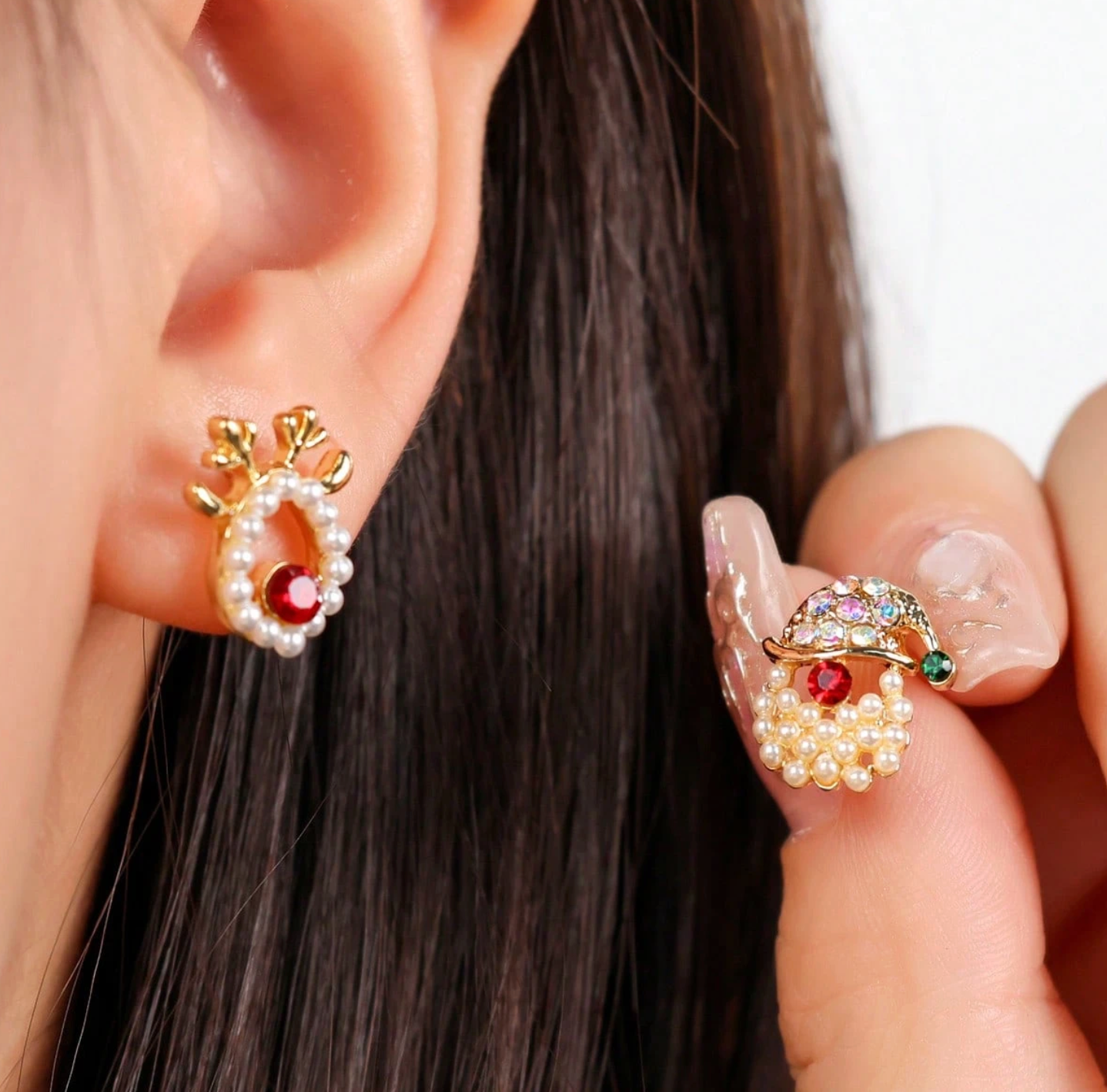 Pearl & Crystal Candy Asymmetric Stud Earrings - Earrings - 18k Gold Plated Waterproof Jewellery - Collection 9