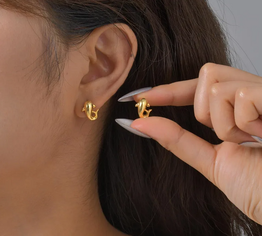 Gold Dolphin Hoop Earrings - - 18k Gold Plated Waterproof Jewellery - Collection 9