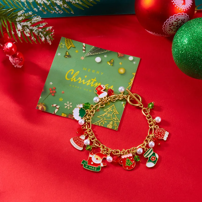 Santa & Christmas Charm Toggle Bracelet - Bracelets - 18k Gold Plated Waterproof Jewellery - Collection 9