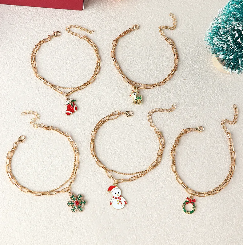 Christmas Charm Layered Chain Bracelet - Bracelets - 18k Gold Plated Waterproof Jewellery - Collection 9
