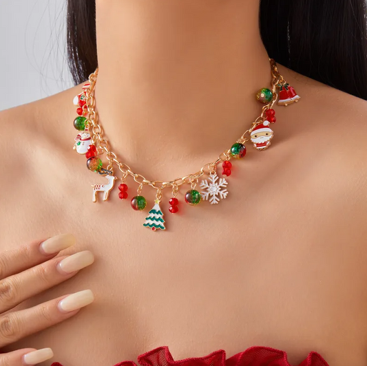 Christmas Multi Charm Statement Necklace - Necklaces - 18k Gold Plated Waterproof Jewellery - Collection 9