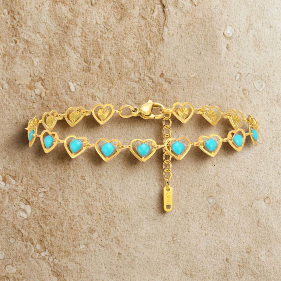 Gold Colorful Flower Heart Charm Bracelet - Jewelry - 18k Gold Plated Waterproof Jewellery - Collection 9