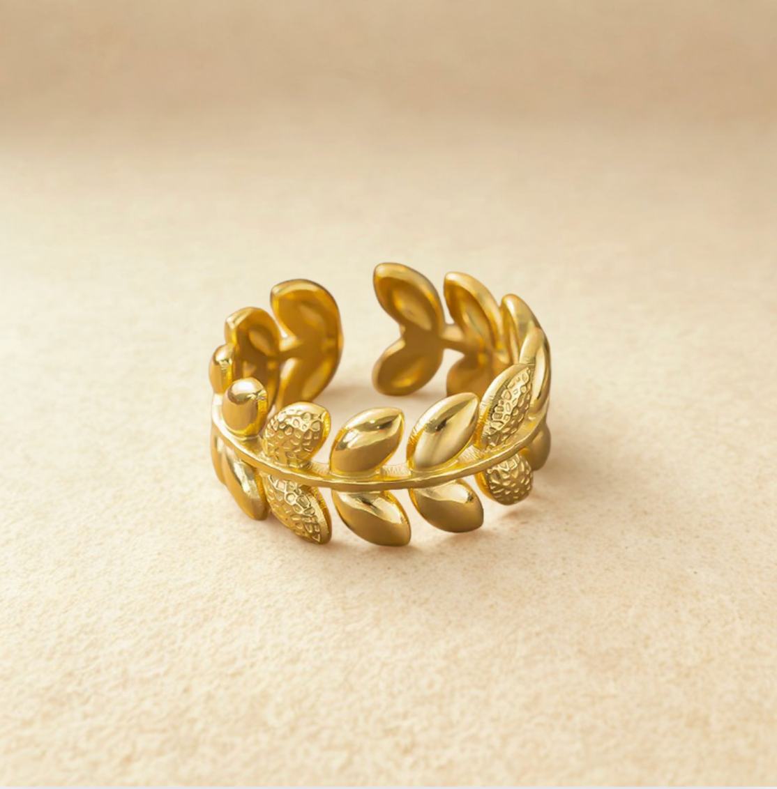 Gold Leaf Design Ring - Jewelry - 18k Gold Plated Waterproof Jewellery - Collection 9