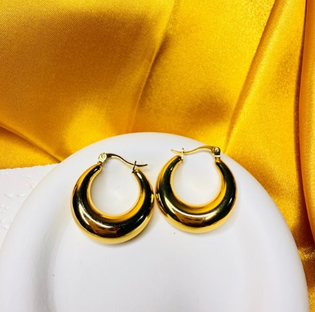 Gold Chunky Hoop Earrings - Jewelry - 18k Gold Plated Waterproof Jewellery - Collection 9