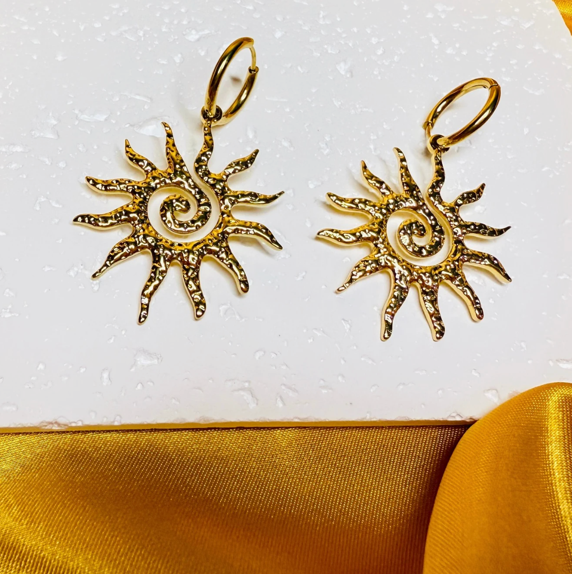 Gold Sun Drop Earrings - Jewelry - 18k Gold Plated Waterproof Jewellery - Collection 9