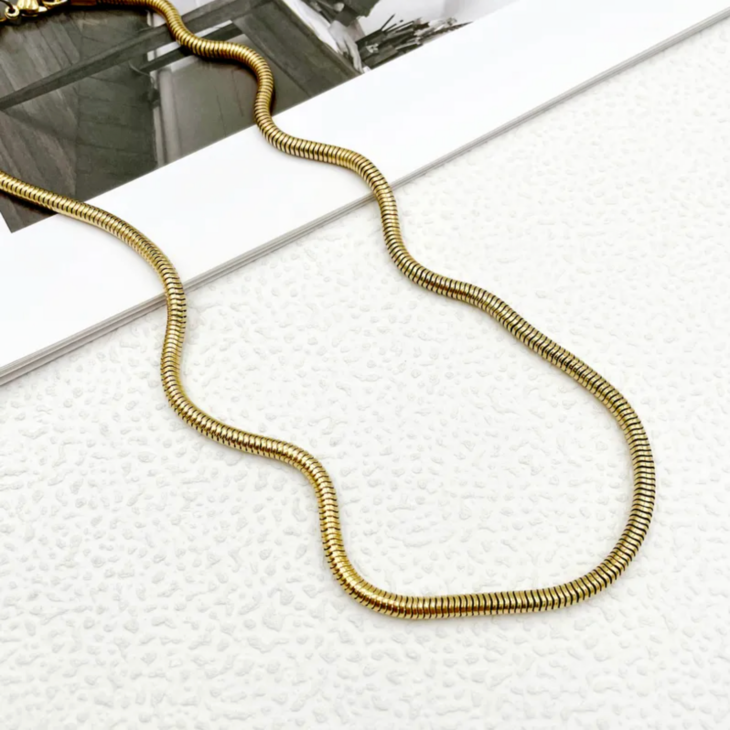 Gold Herringbone Chain - Jewelry - 18k Gold Plated Waterproof Jewellery - Collection 9