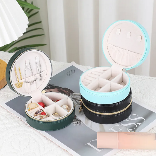 Mirror Shine Pink Round Luxury Travel Jewellery Box - Accessories - 18k Gold Plated Waterproof Jewellery - Collection 9