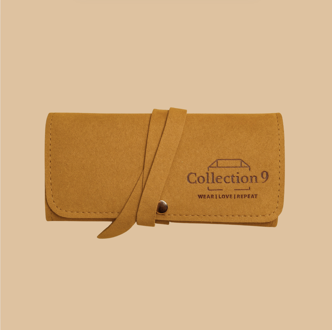 Golden Brown Travel Jewelry Roll Organizer - Accessories - 18k Gold Plated Waterproof Jewellery - Collection 9