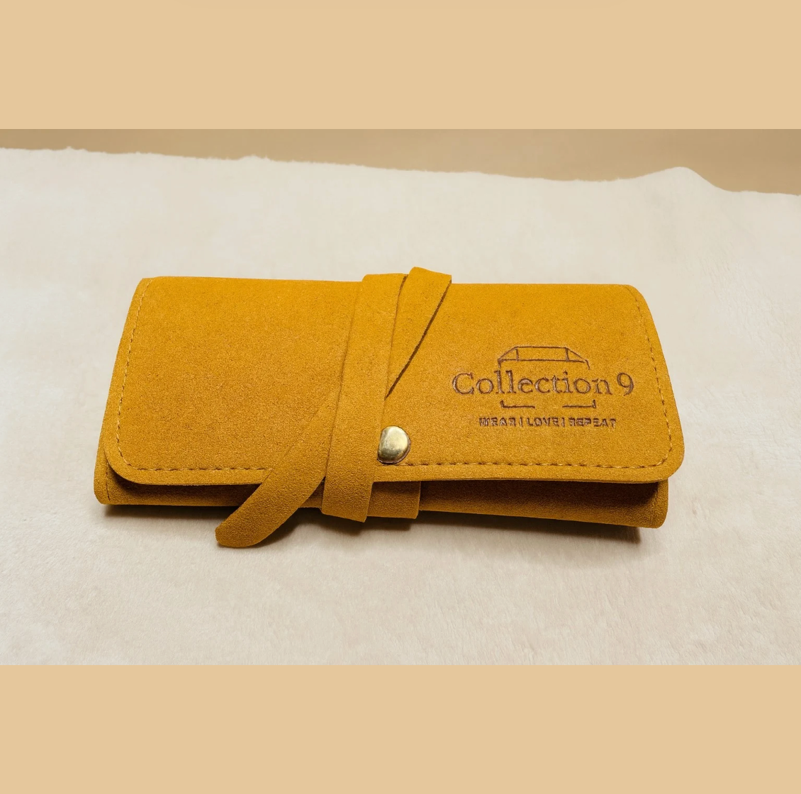 Golden Brown Travel Jewelry Roll Organizer - Accessories - 18k Gold Plated Waterproof Jewellery - Collection 9