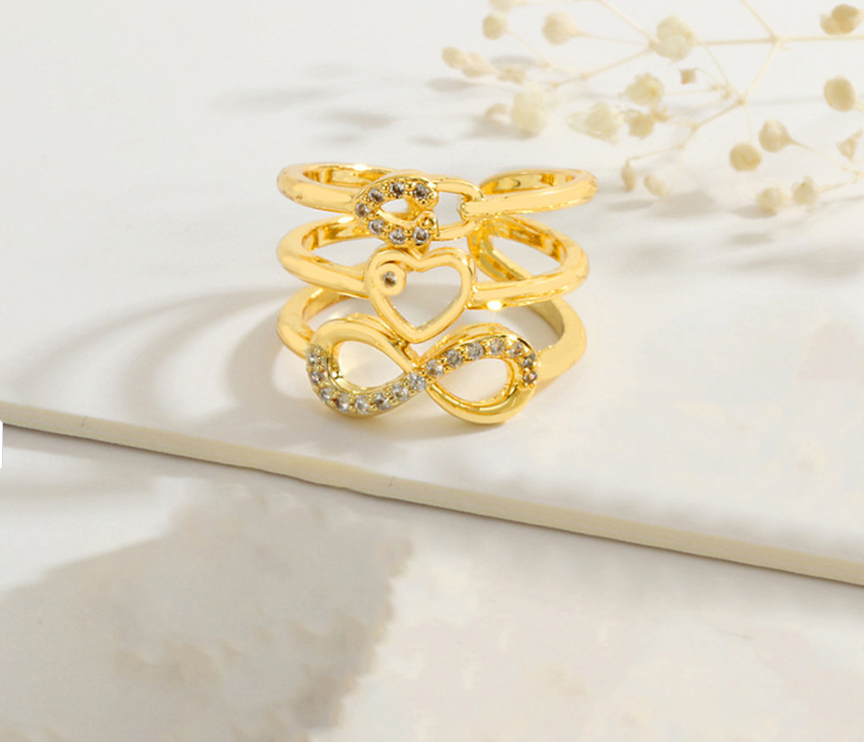 Gold Crystal Infinity Multi-Band Ring - Jewelry - 18k Gold Plated Waterproof Jewellery - Collection 9