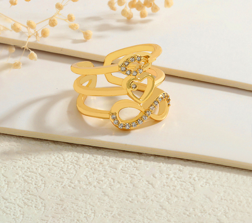 Gold Crystal Infinity Multi-Band Ring - Jewelry - 18k Gold Plated Waterproof Jewellery - Collection 9