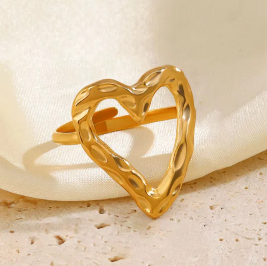 Gold Snake Heart Adjustable Ring - Jewelry - 18k Gold Plated Waterproof Jewellery - Collection 9