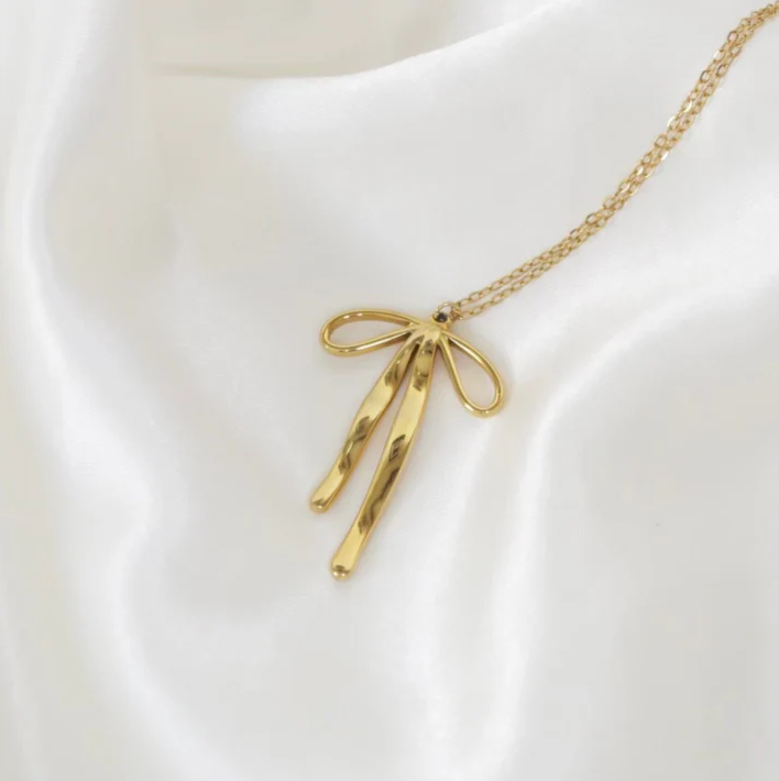 Gold Bow Pendant Necklace - Jewelry - 18k Gold Plated Waterproof Jewellery - Collection 9