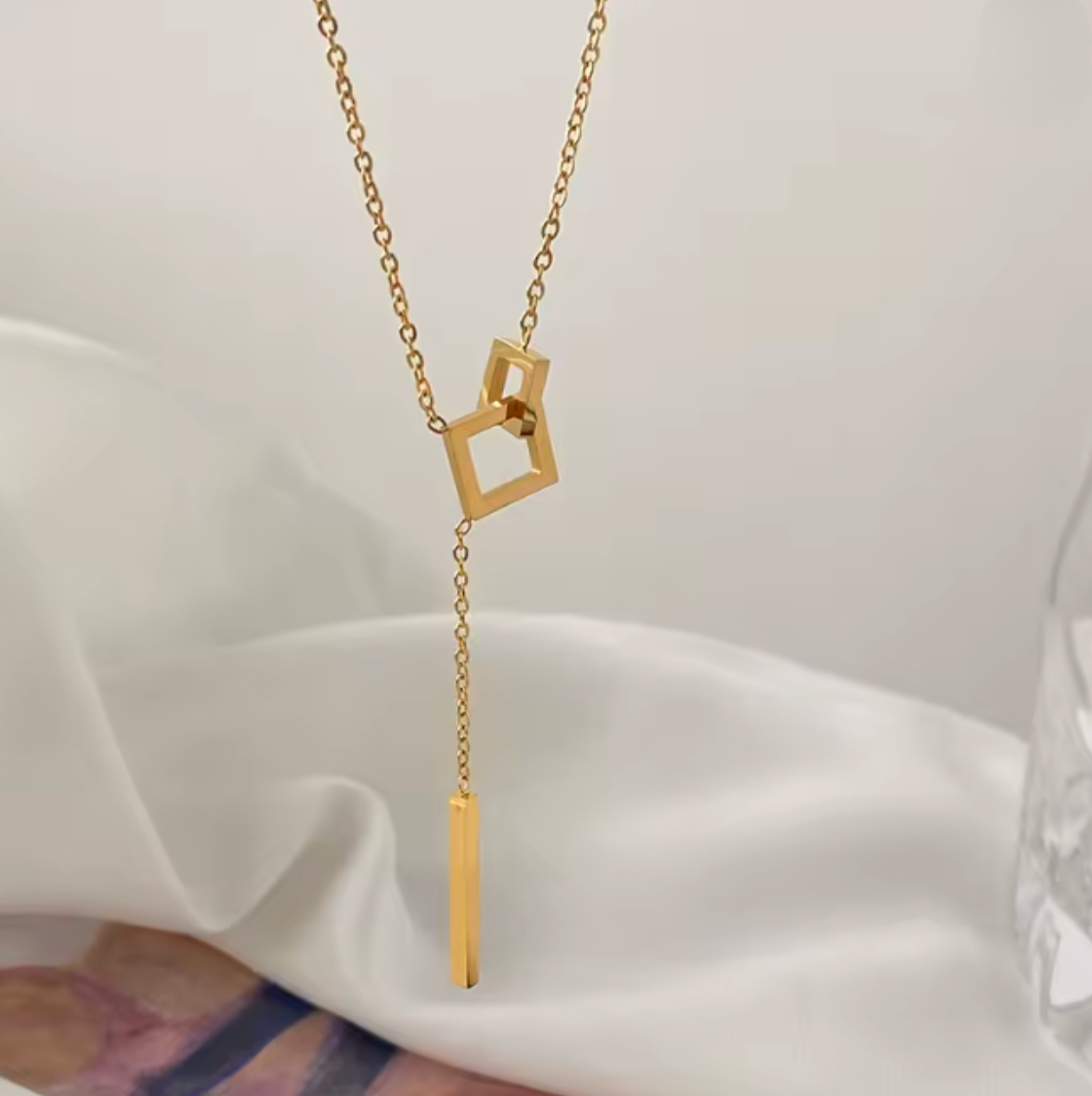 Geometric Square Drop Necklace - Jewelry - 18k Gold Plated Waterproof Jewellery - Collection 9