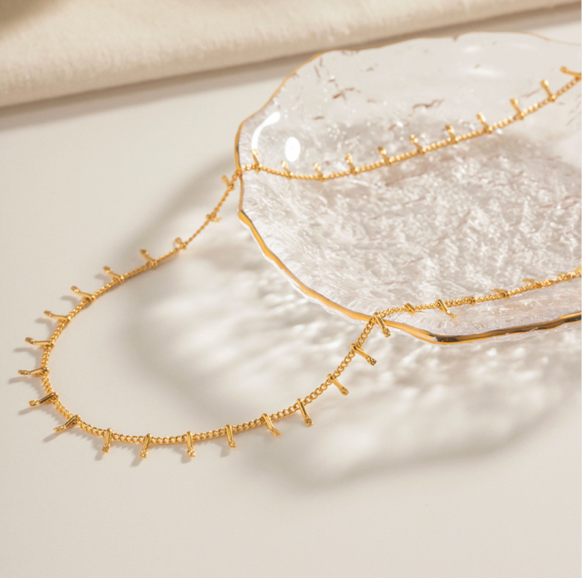 Gold Fringe Chain - Necklace - 18k Gold Plated Waterproof Jewellery - Collection 9