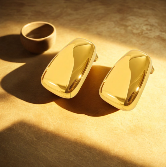 Golden Chunky Hoop Earrings - Earrings - 18k Gold Plated Waterproof Jewellery - Collection 9