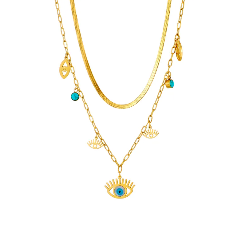 Gold Evil Eye Layered Necklace Set - Necklace - 18k Gold Plated Waterproof Jewellery - Collection 9