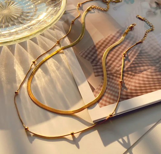 Gold Layered Snake Chain Necklace Set - Necklace - 18k Gold Plated Waterproof Jewellery - Collection 9