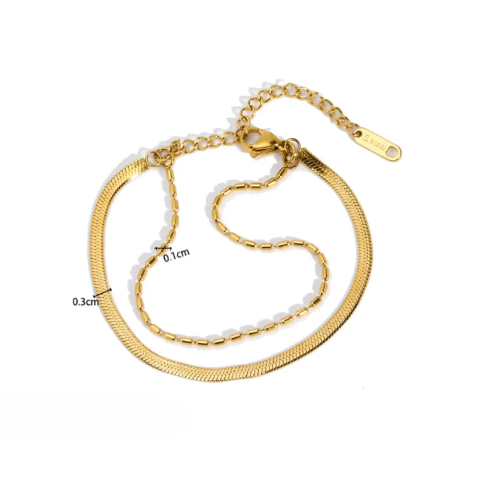 Gold Layered Chain Bracelet Set - Bracelet - 18k Gold Plated Waterproof Jewellery - Collection 9